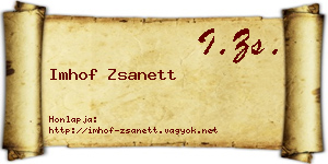 Imhof Zsanett névjegykártya